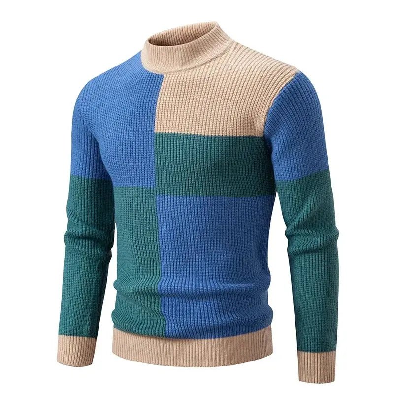 Men’s Mock Neck Knit Sweater – Autumn/Winter Slim Fit Pullover - Honesty Sales