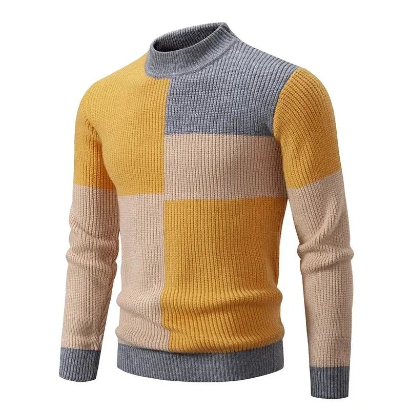 Men’s Mock Neck Knit Sweater – Autumn/Winter Slim Fit Pullover - Honesty Sales