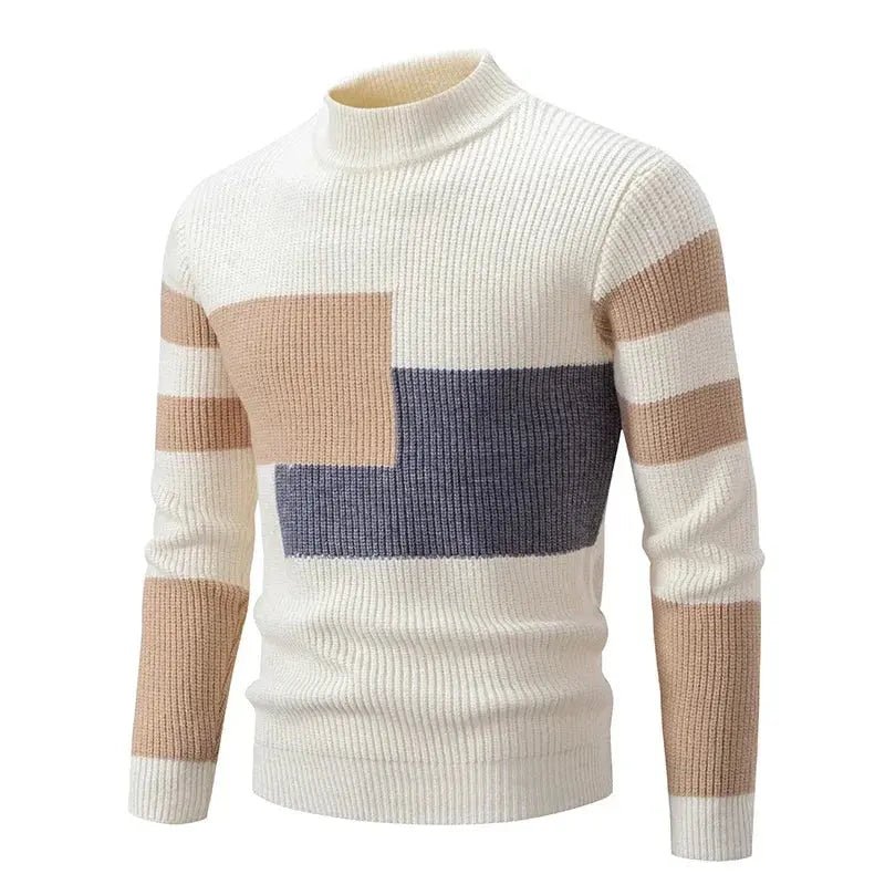 Men’s Mock Neck Knit Sweater – Autumn/Winter Slim Fit Pullover - Honesty Sales