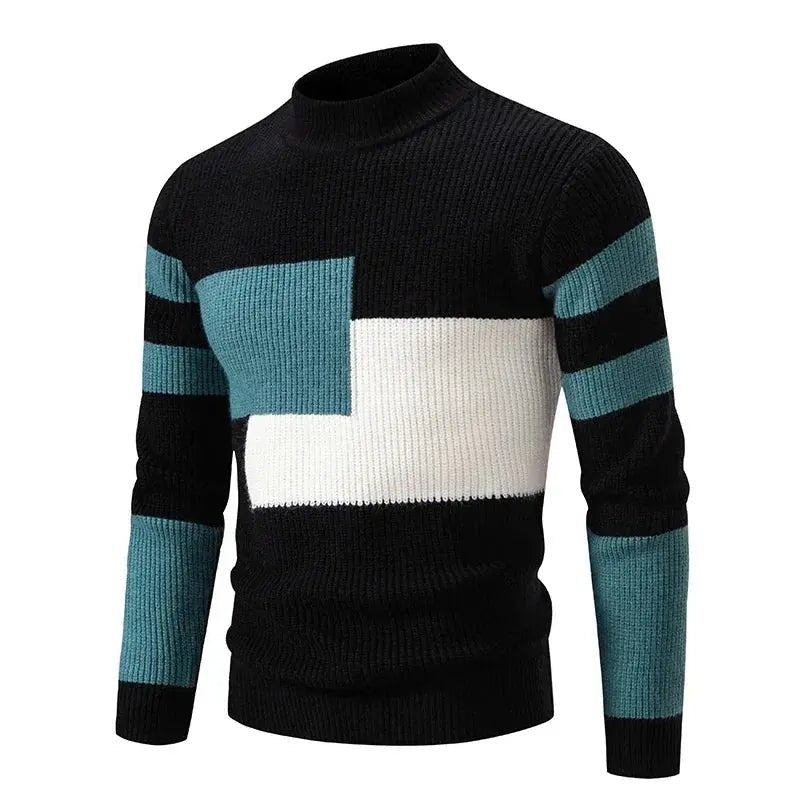 Men’s Mock Neck Knit Sweater – Autumn/Winter Slim Fit Pullover - Honesty Sales