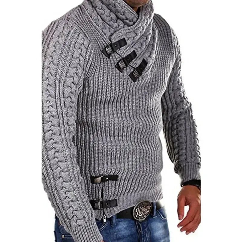 Men’s Mock Neck Knit Sweater – Slim Fit Autumn/Winter Pullover - Honesty Sales