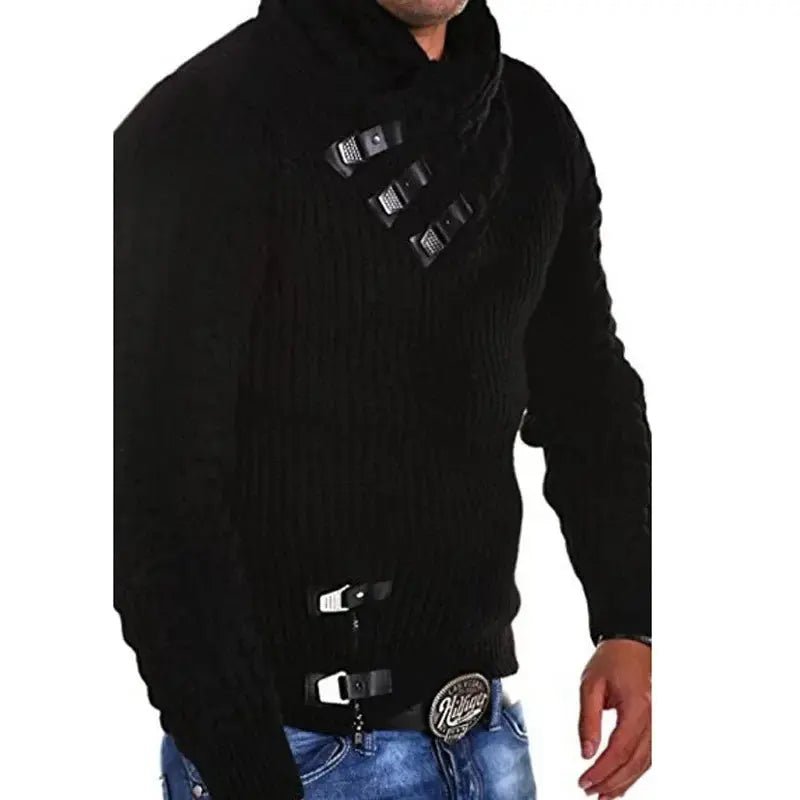 Men’s Mock Neck Knit Sweater – Slim Fit Autumn/Winter Pullover - Honesty Sales