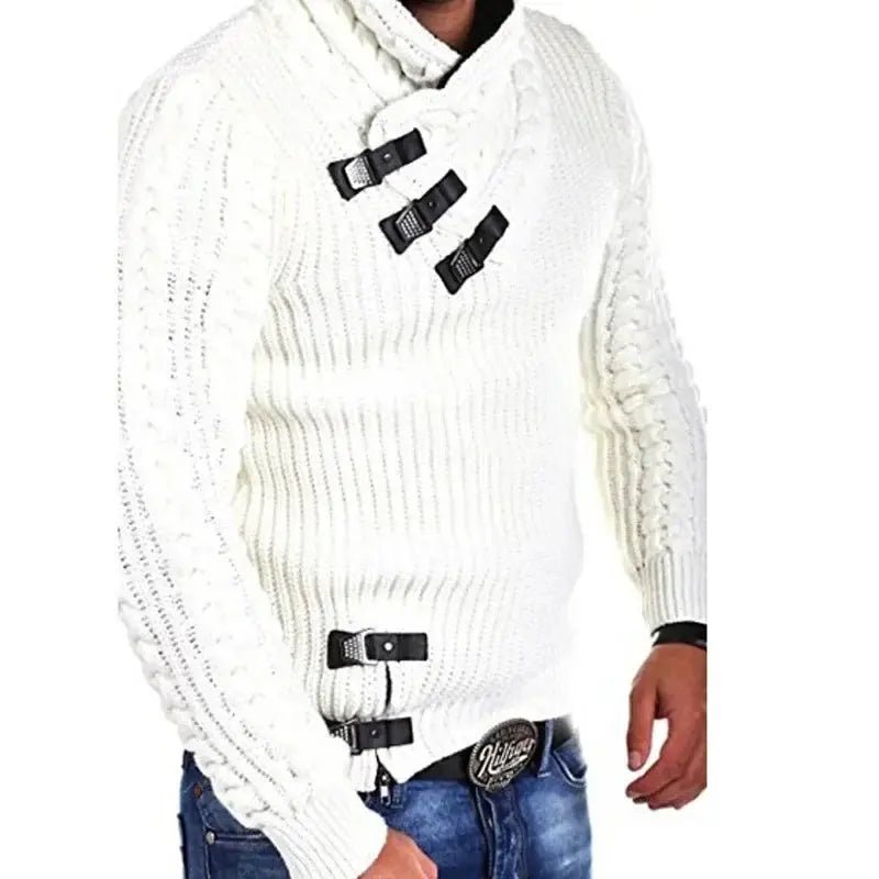 Men’s Mock Neck Knit Sweater – Slim Fit Autumn/Winter Pullover - Honesty Sales