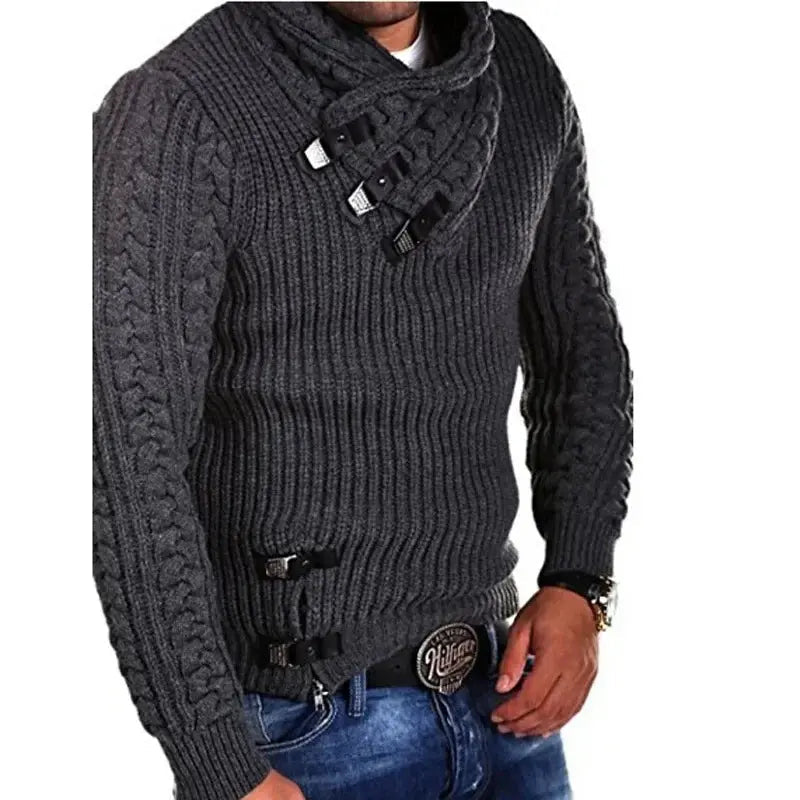 Men’s Mock Neck Knit Sweater – Slim Fit Autumn/Winter Pullover - Honesty Sales