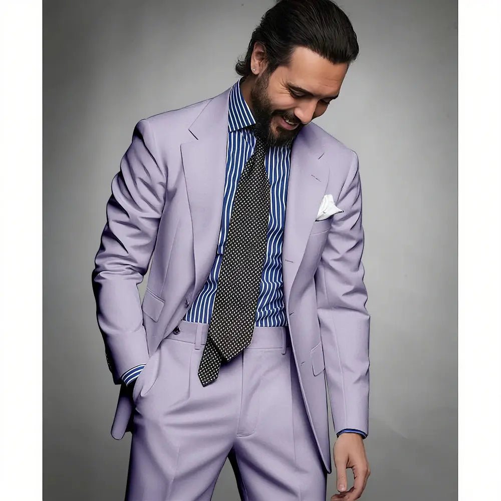 Men’s Navy Blue Slim Fit Suit – 2 - Piece Smart Casual & Formal Set (Jacket & Trousers) - Honesty Sales