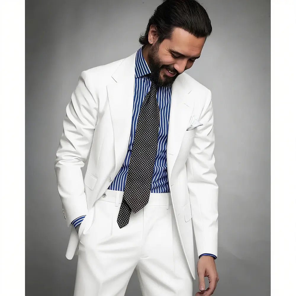 Men’s Navy Blue Slim Fit Suit – 2 - Piece Smart Casual & Formal Set (Jacket & Trousers) - Honesty Sales