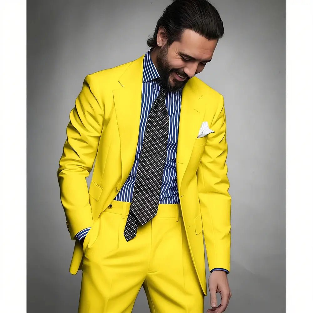 Men’s Navy Blue Slim Fit Suit – 2 - Piece Smart Casual & Formal Set (Jacket & Trousers) - Honesty Sales