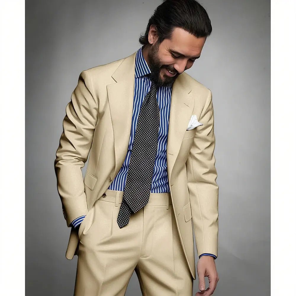 Men’s Navy Blue Slim Fit Suit – 2 - Piece Smart Casual & Formal Set (Jacket & Trousers) - Honesty Sales