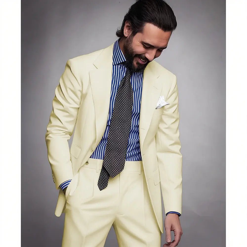 Men’s Navy Blue Slim Fit Suit – 2 - Piece Smart Casual & Formal Set (Jacket & Trousers) - Honesty Sales