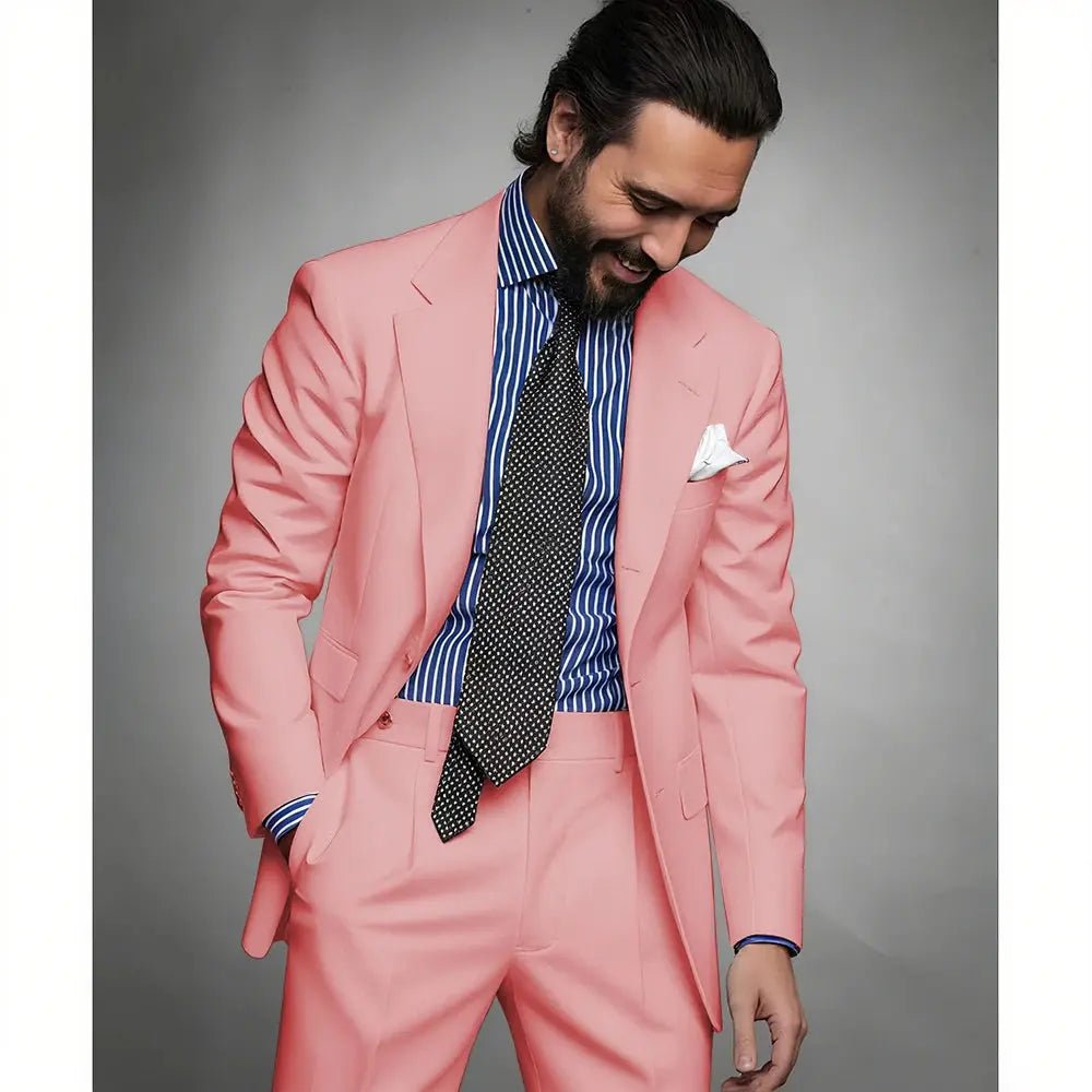 Men’s Navy Blue Slim Fit Suit – 2 - Piece Smart Casual & Formal Set (Jacket & Trousers) - Honesty Sales
