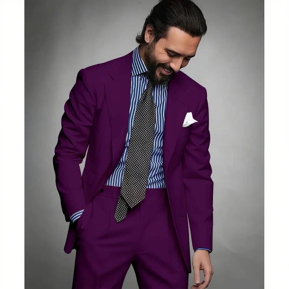 Men’s Navy Blue Slim Fit Suit – 2 - Piece Smart Casual & Formal Set (Jacket & Trousers) - Honesty Sales