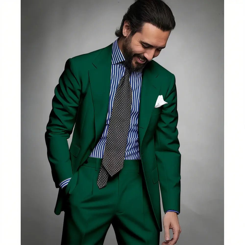 Men’s Navy Blue Slim Fit Suit – 2 - Piece Smart Casual & Formal Set (Jacket & Trousers) - Honesty Sales