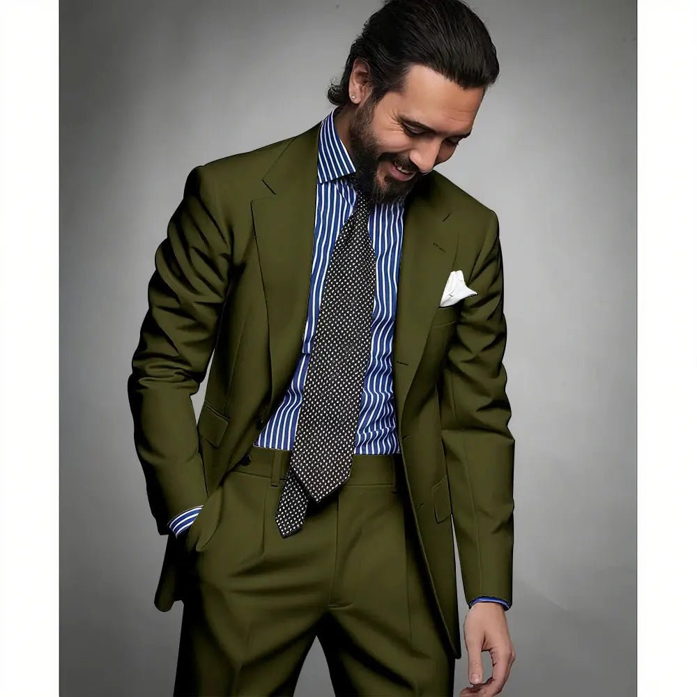 Men’s Navy Blue Slim Fit Suit – 2 - Piece Smart Casual & Formal Set (Jacket & Trousers) - Honesty Sales