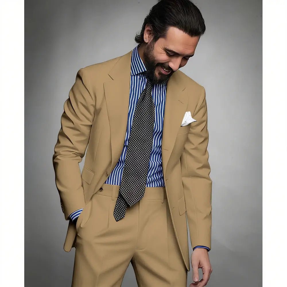 Men’s Navy Blue Slim Fit Suit – 2 - Piece Smart Casual & Formal Set (Jacket & Trousers) - Honesty Sales