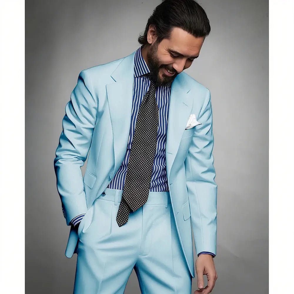 Men’s Navy Blue Slim Fit Suit – 2 - Piece Smart Casual & Formal Set (Jacket & Trousers) - Honesty Sales
