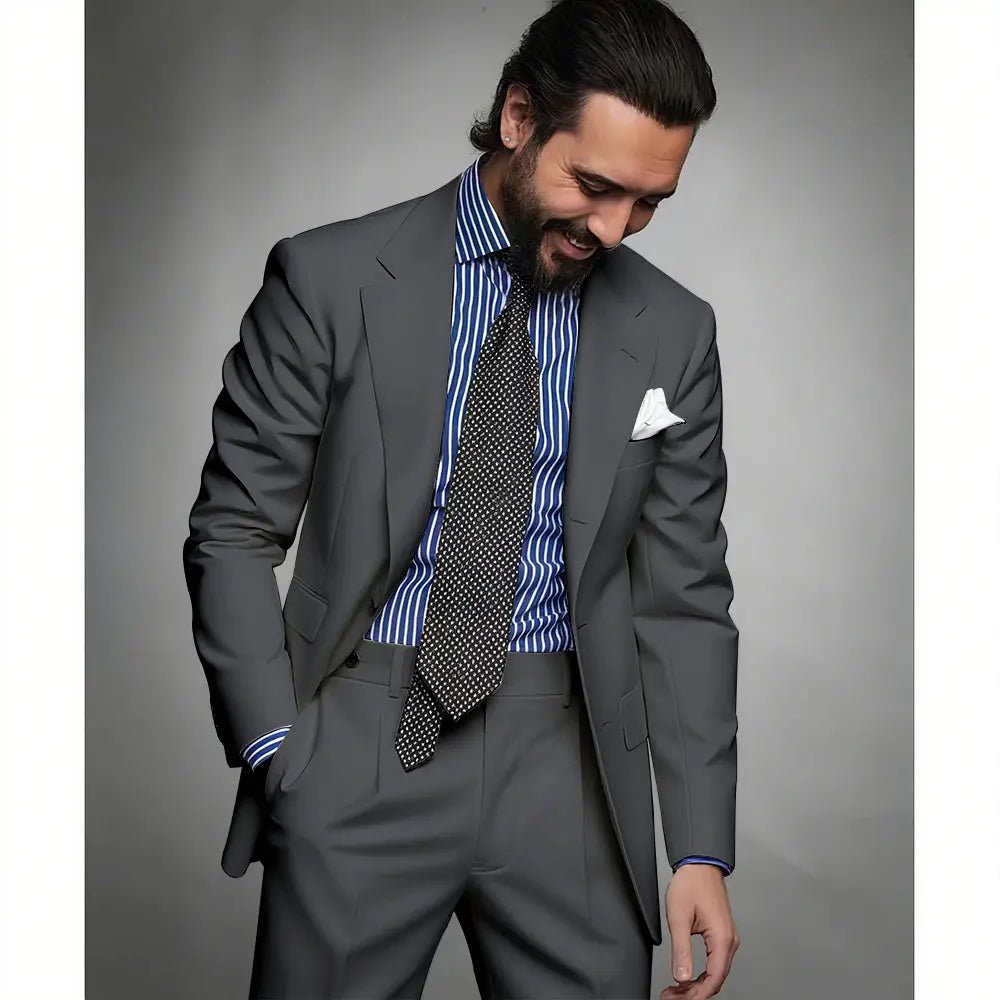 Men’s Navy Blue Slim Fit Suit – 2 - Piece Smart Casual & Formal Set (Jacket & Trousers) - Honesty Sales