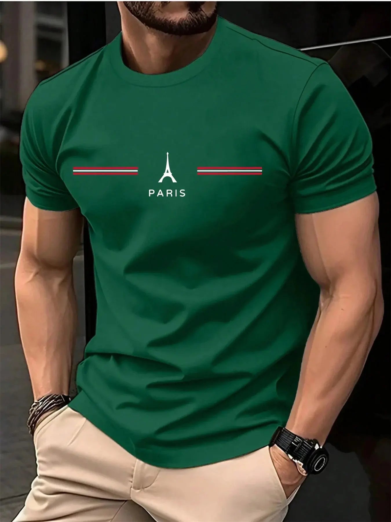 Men's Oversized Cotton T-Shirt – Paris Letter Print, Summer Casual - Honesty Sales