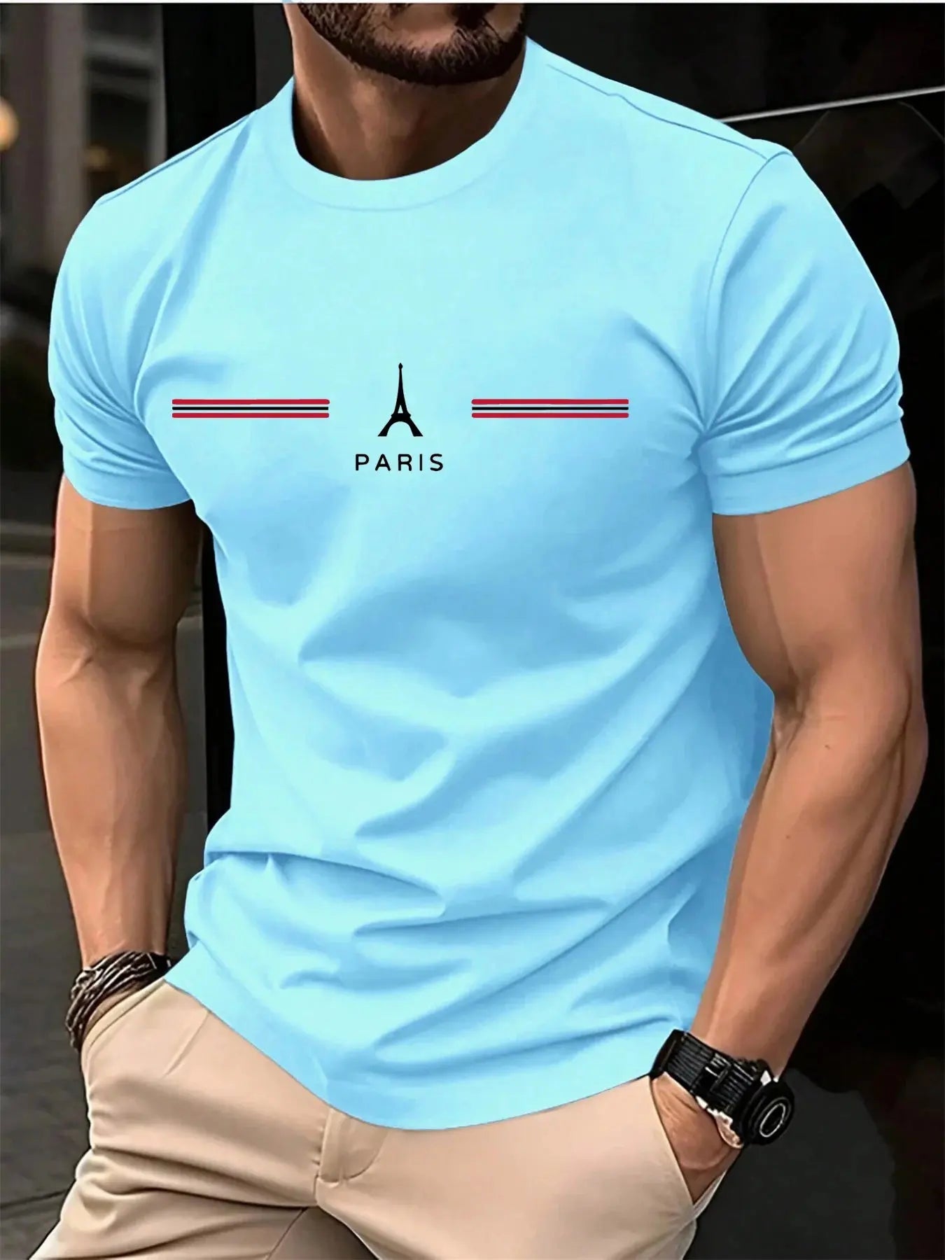 Men's Oversized Cotton T-Shirt – Paris Letter Print, Summer Casual - Honesty Sales