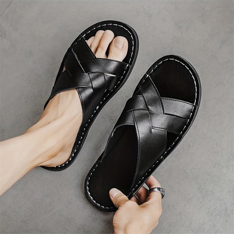 Men's Plus Size Summer Beach Slippers, Trendy Anti - Slip Casual Fashion Sandals - Honesty Sales