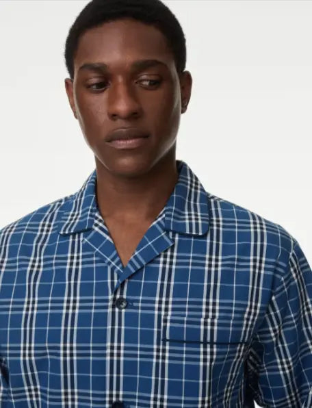 Mens Pure Cotton Checked Pyjama Set - Honesty Sales