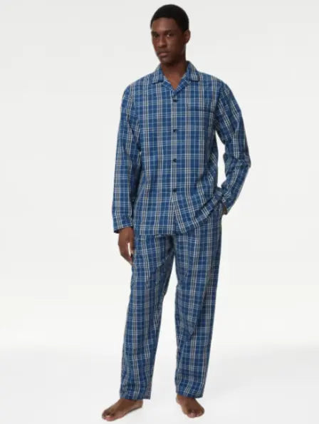 Mens Pure Cotton Checked Pyjama Set - Honesty Sales
