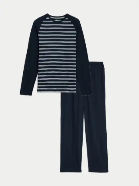 Mens Pure Cotton Striped Pyjama Set - Honesty Sales