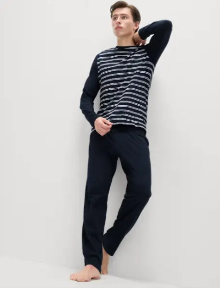 Mens Pure Cotton Striped Pyjama Set - Honesty Sales
