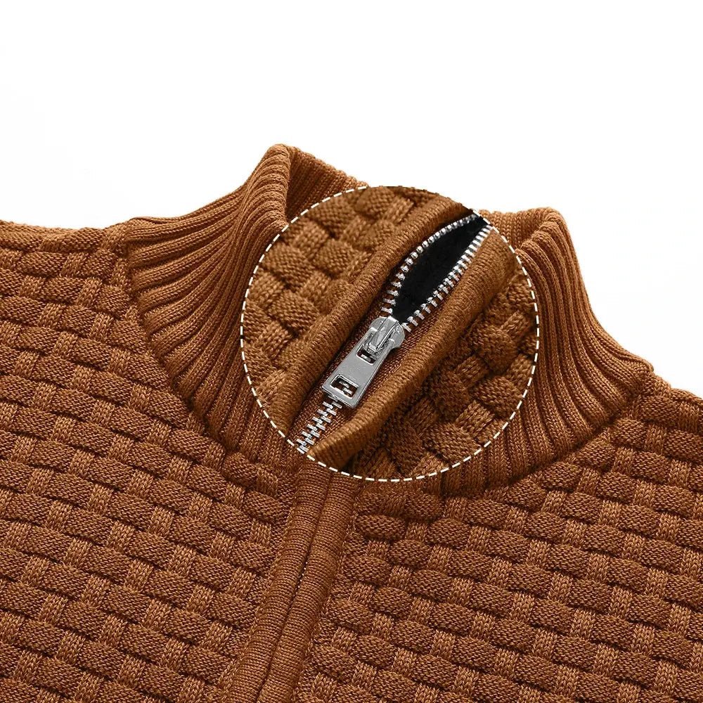 Men’s Quarter - Zip Knit Sweater – Cable Knit Mock Neck Pullover - Honesty Sales