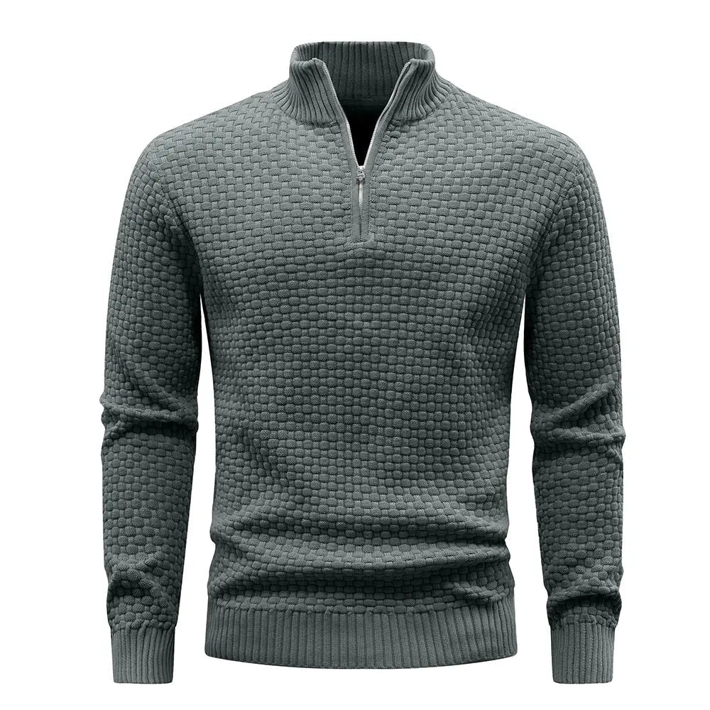 Men’s Quarter - Zip Knit Sweater – Cable Knit Mock Neck Pullover - Honesty Sales