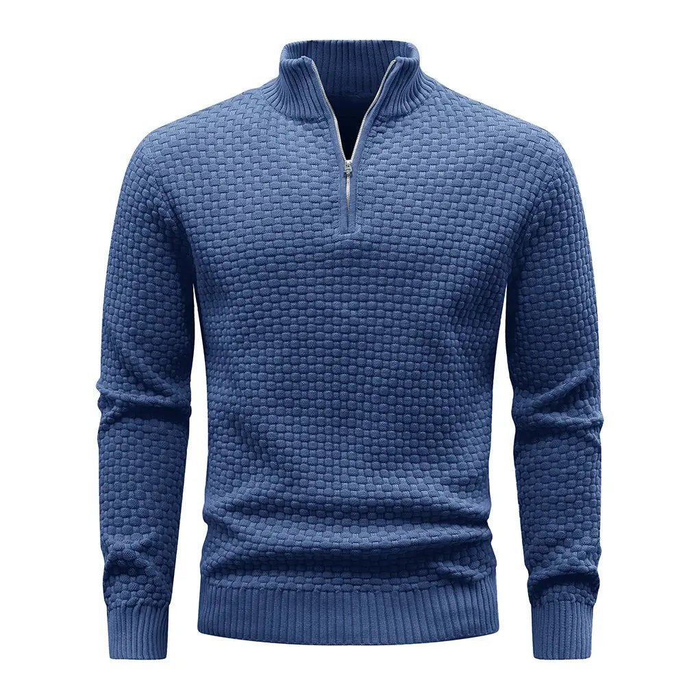 Men’s Quarter - Zip Knit Sweater – Cable Knit Mock Neck Pullover - Honesty Sales