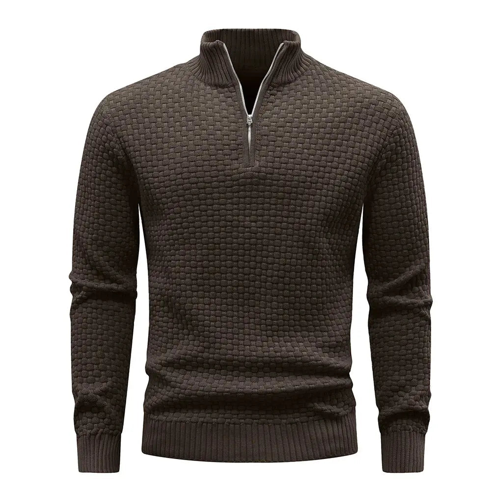 Men’s Quarter - Zip Knit Sweater – Cable Knit Mock Neck Pullover - Honesty Sales