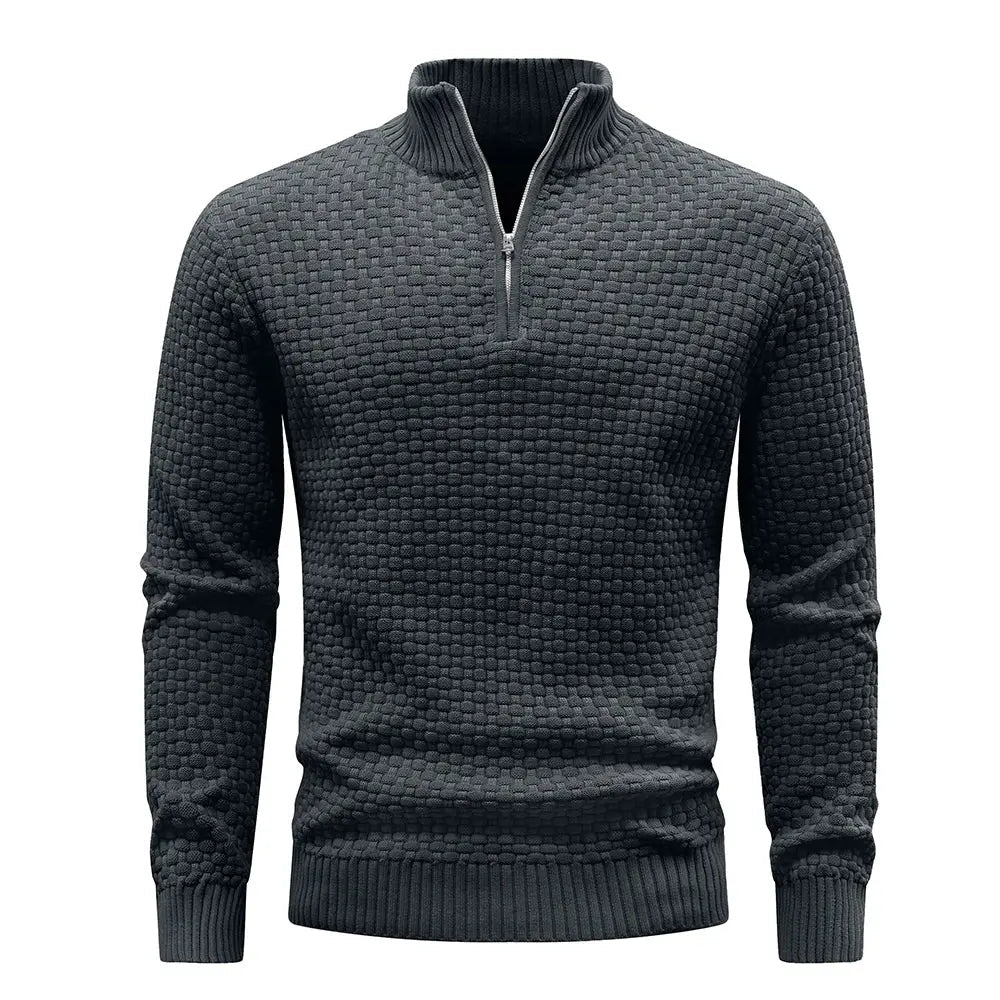 Men’s Quarter - Zip Knit Sweater – Cable Knit Mock Neck Pullover - Honesty Sales