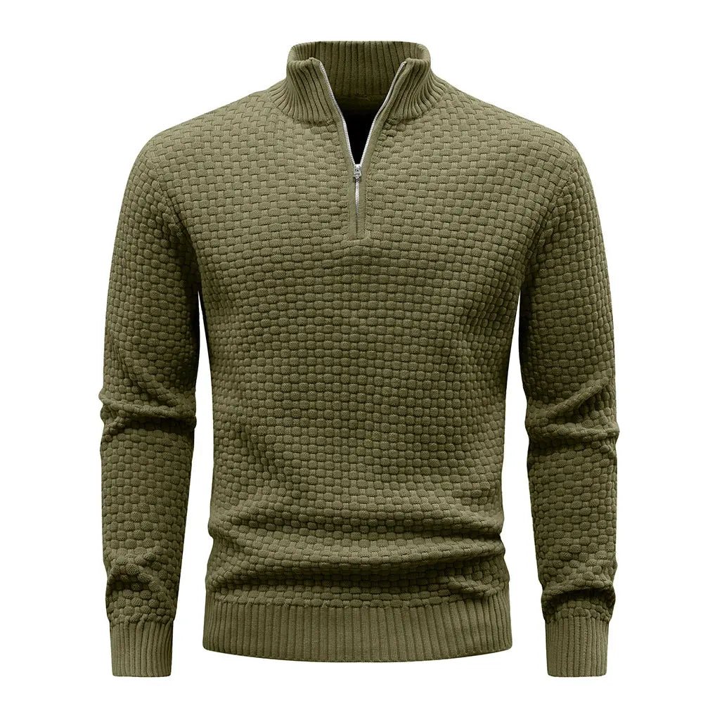 Men’s Quarter - Zip Knit Sweater – Cable Knit Mock Neck Pullover - Honesty Sales