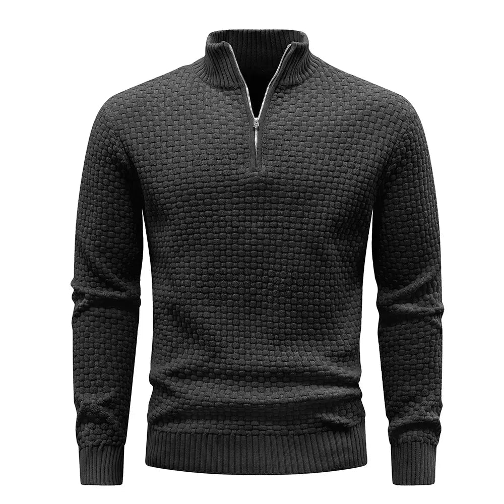 Men’s Quarter - Zip Knit Sweater – Cable Knit Mock Neck Pullover - Honesty Sales