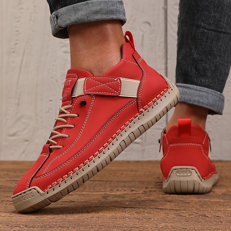 Men’s Retro Casual Mid - Top Lace - Up Sneakers – Rubber Sole Walking Shoes for All - Season Outdoor Wear - Honesty Sales