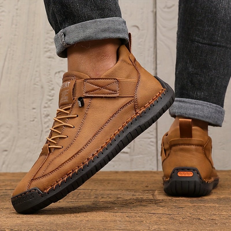 Men’s Retro Casual Mid - Top Lace - Up Sneakers – Rubber Sole Walking Shoes for All - Season Outdoor Wear - Honesty Sales