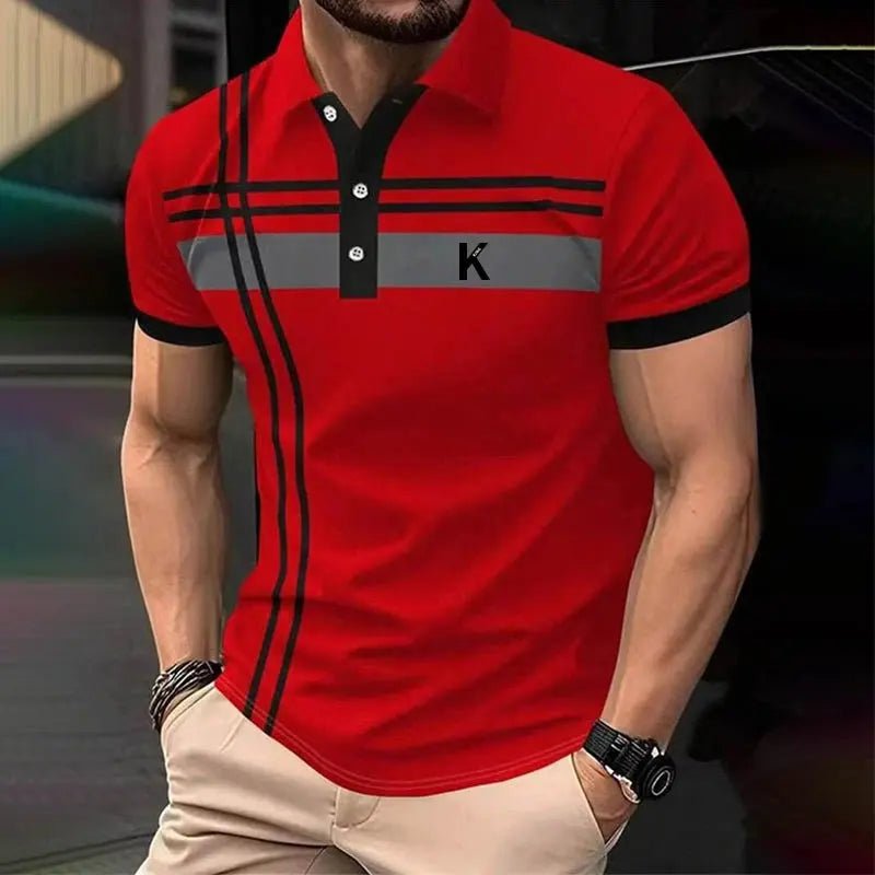 Men's Rugby Polo Shirt – Striped, Short Sleeve, Casual Athleisure - Honesty Sales