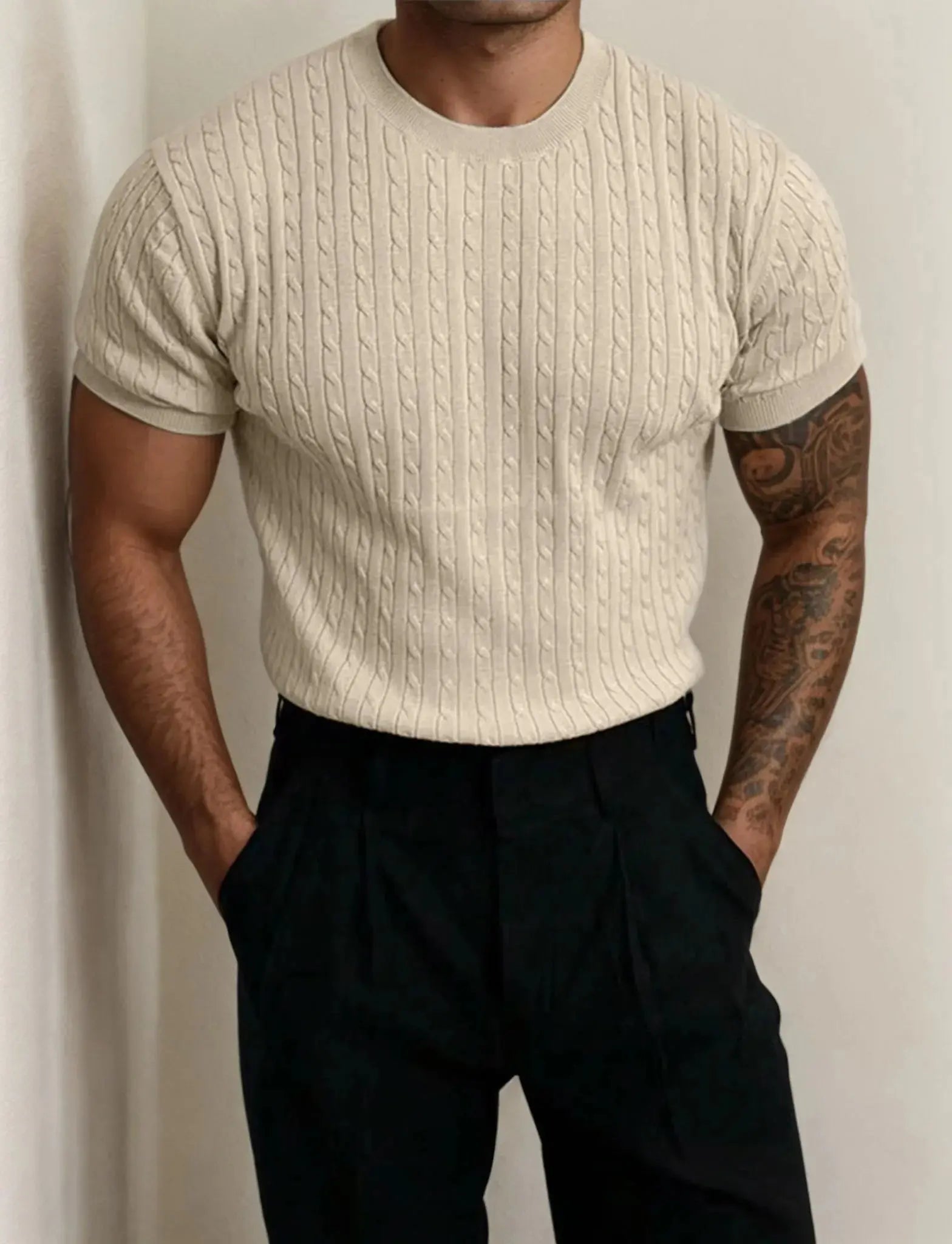 Men's short sleeve crew neck pullover knitted sweater - Honesty Sales