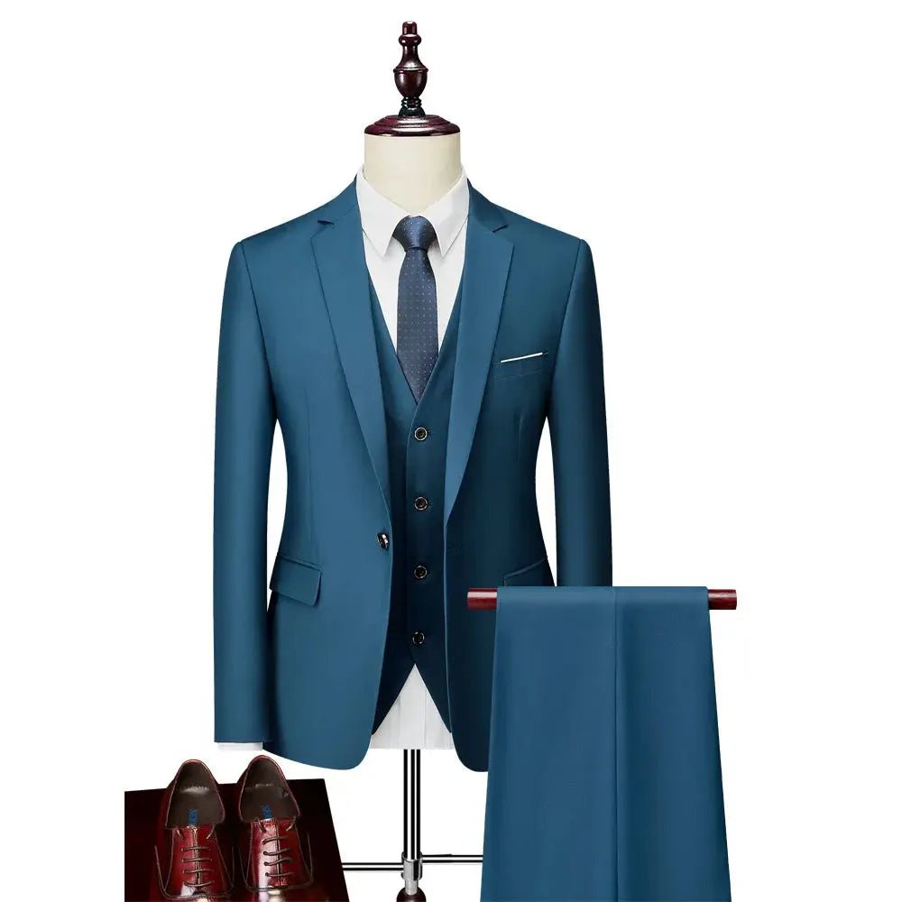 Men’s Slim Fit 3 - Piece Suit – Solid Color Business & Wedding Set - Honesty Sales