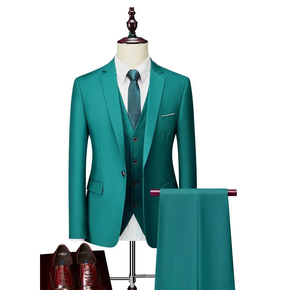 Men’s Slim Fit 3 - Piece Suit – Solid Color Business & Wedding Set - Honesty Sales