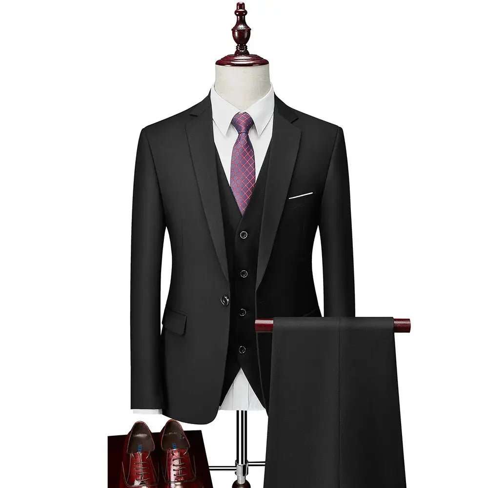 Men’s Slim Fit 3 - Piece Suit – Solid Color Business & Wedding Set - Honesty Sales