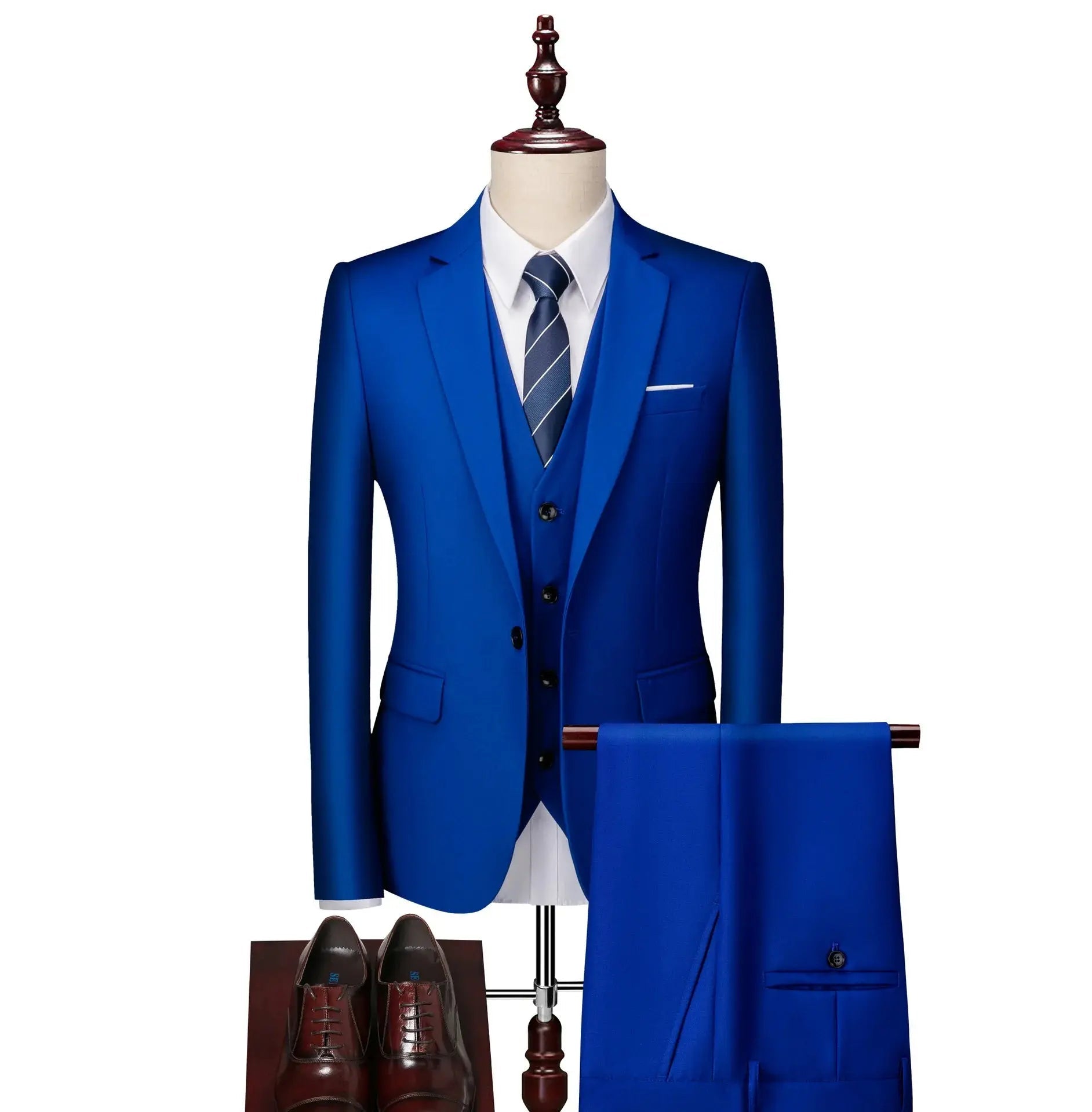 Men’s Slim Fit 3 - Piece Suit – Solid Color Business & Wedding Set - Honesty Sales