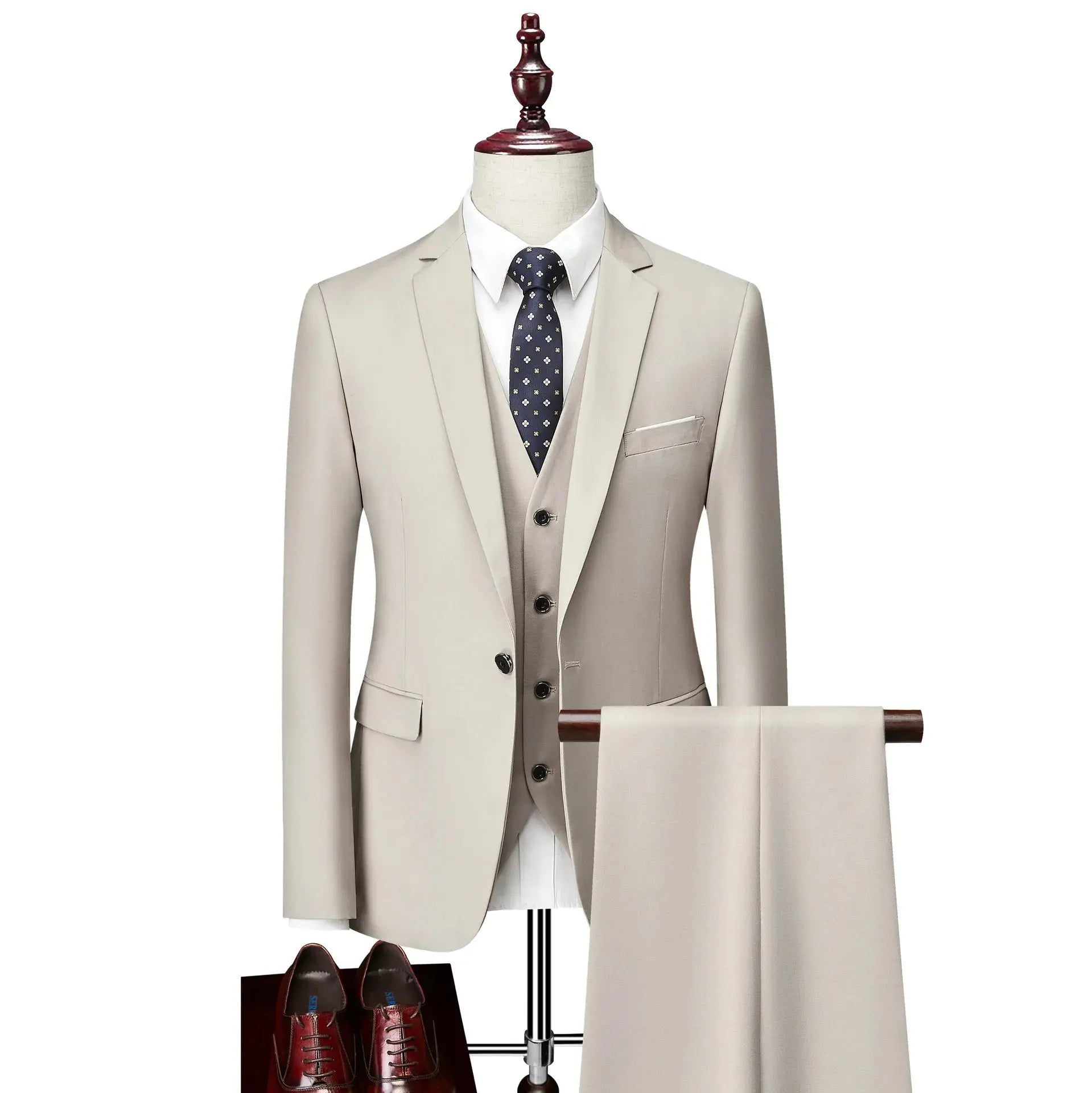 Men’s Slim Fit 3 - Piece Suit – Solid Color Business & Wedding Set - Honesty Sales