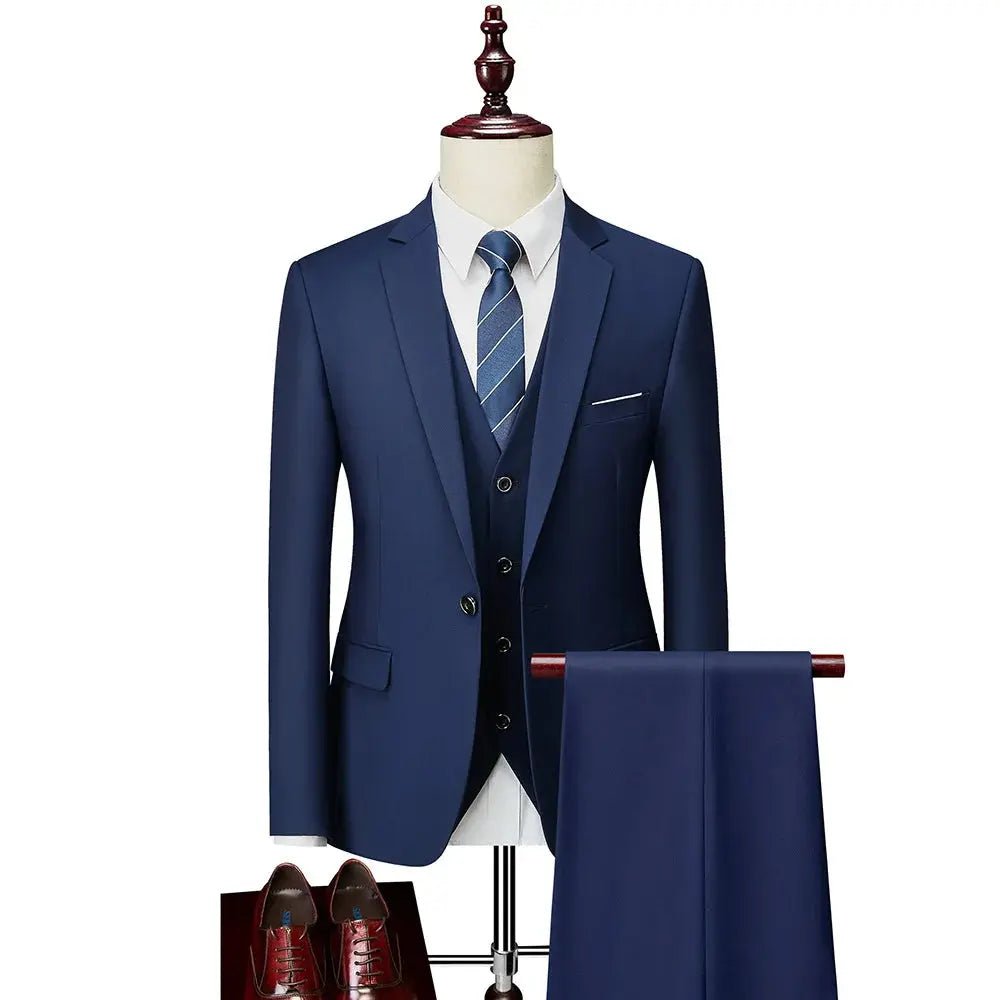 Men’s Slim Fit 3 - Piece Suit – Solid Color Business & Wedding Set - Honesty Sales