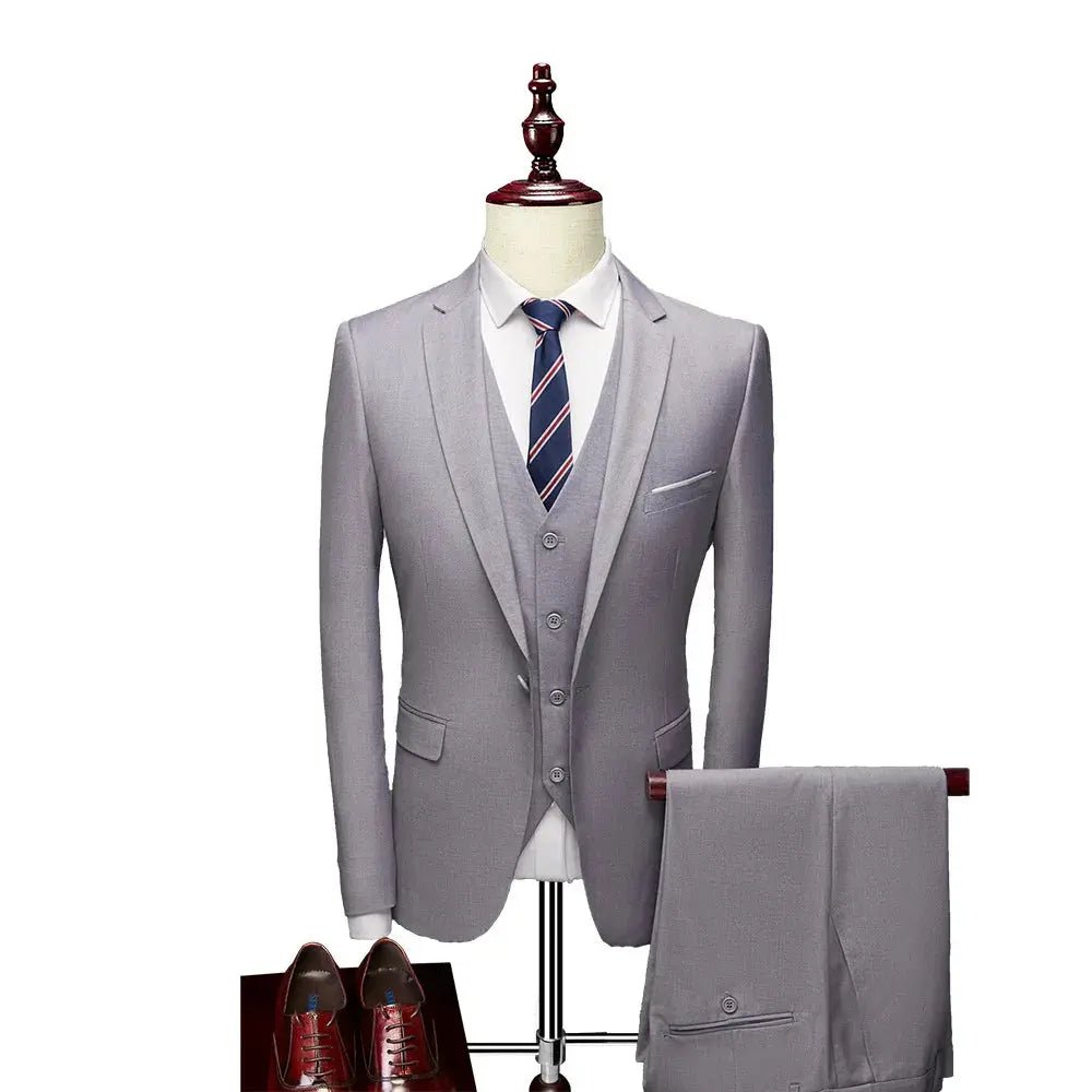 Men’s Slim Fit 3 - Piece Suit – Solid Color Business & Wedding Set - Honesty Sales