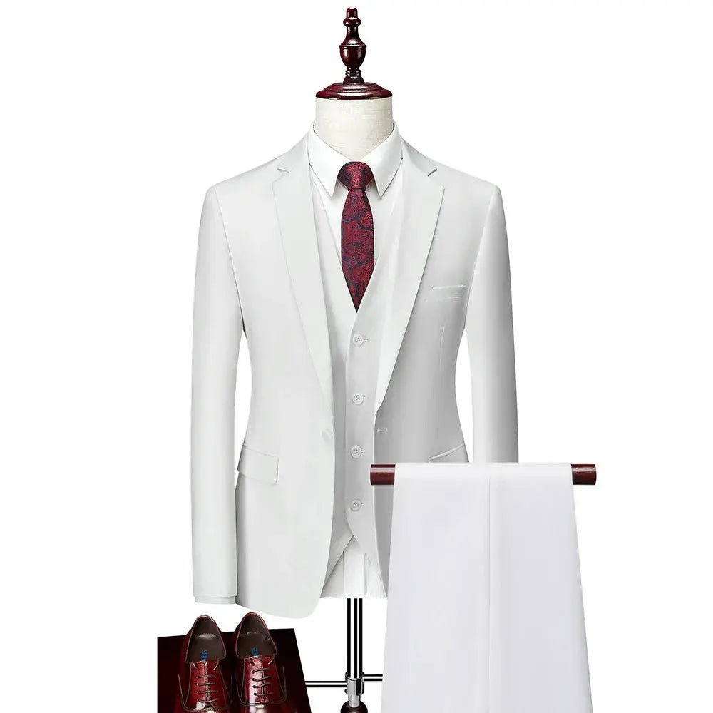 Men’s Slim Fit 3 - Piece Suit – Solid Color Business & Wedding Set - Honesty Sales