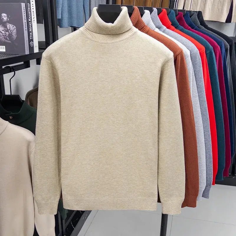 Men’s Slim Fit Knitted Turtleneck Sweater – Autumn Streetwear Pullover - Honesty Sales