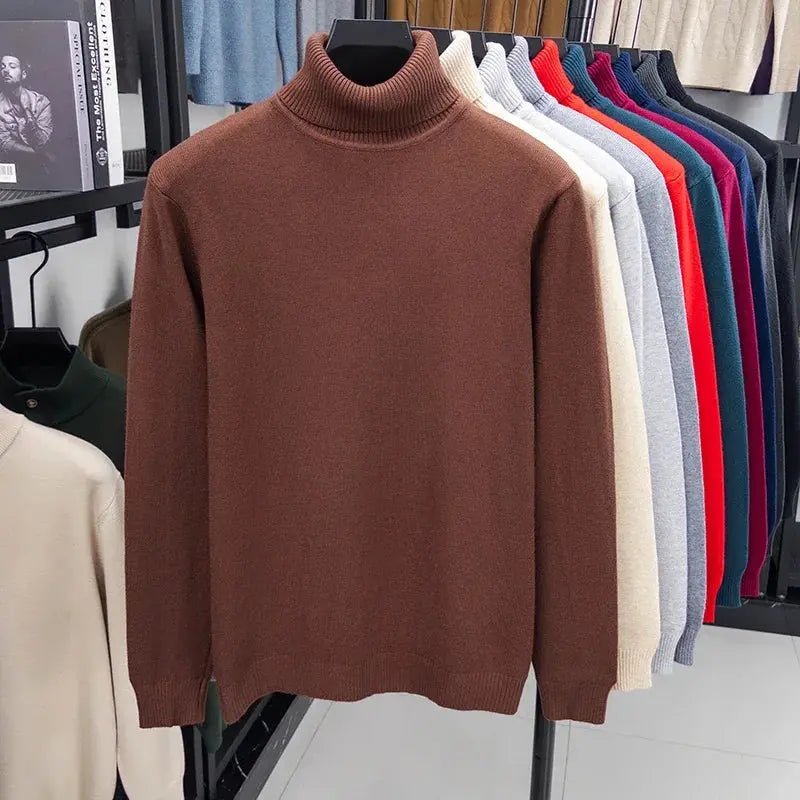 Men’s Slim Fit Knitted Turtleneck Sweater – Autumn Streetwear Pullover - Honesty Sales