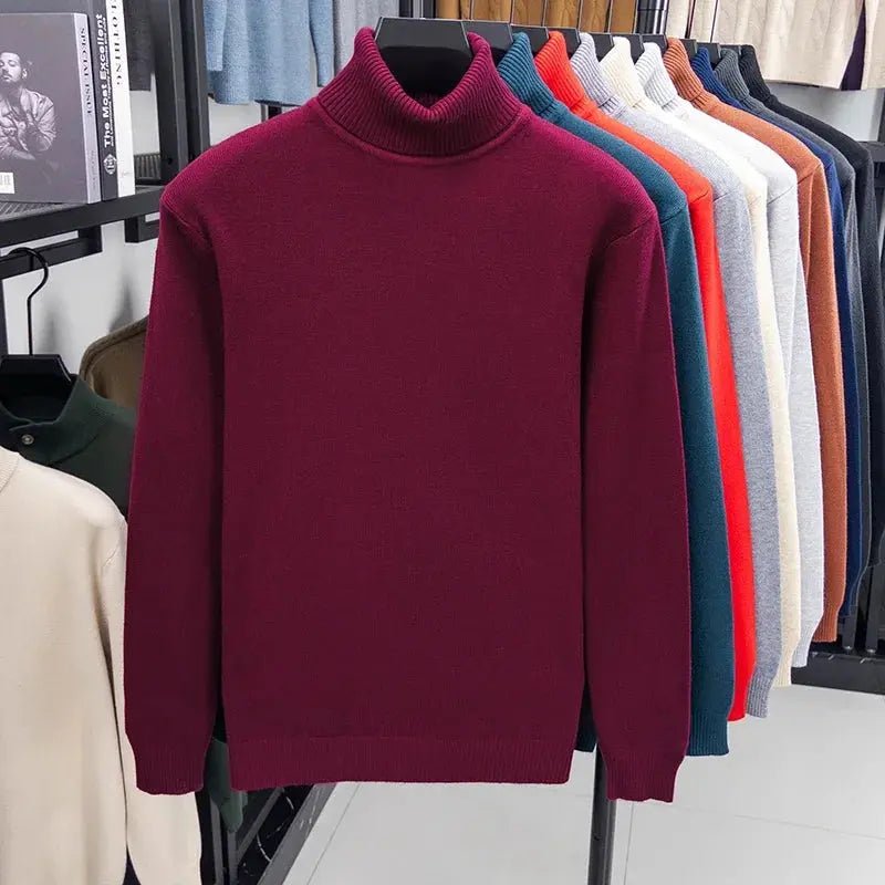 Men’s Slim Fit Knitted Turtleneck Sweater – Autumn Streetwear Pullover - Honesty Sales