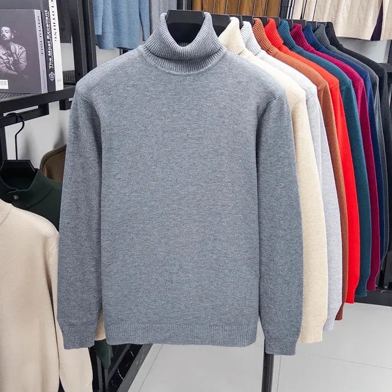 Men’s Slim Fit Knitted Turtleneck Sweater – Autumn Streetwear Pullover - Honesty Sales